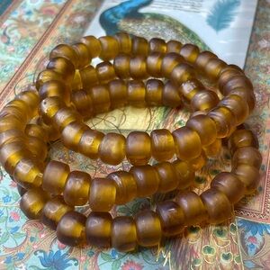 Brown Seaglass Trio Stretch Bracelets